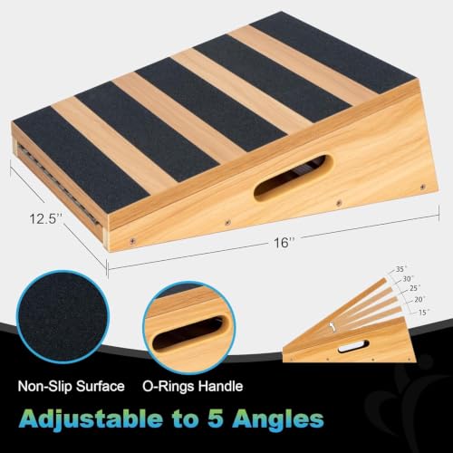 StrongTek Wooden Slant Board, 5 Adjustable Angles, 500 lb, Side Handle - style: Partial-coverage