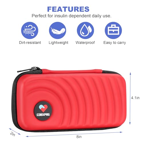 CDBXPRG Insulin Cooler Travel Case, 2 Ice Pack TSA Approved Red - color: Red