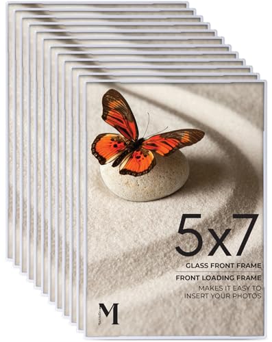 Mantello 5x7 Picture Frame Set - Front Loading 5 x 7 Frames - Display for Wall Artwork, Accent Piece, Photographs - Minimalist Tabletop & Desktop Decor - 12 Pack, White - color: White, size: 5x7 - 12 Pack