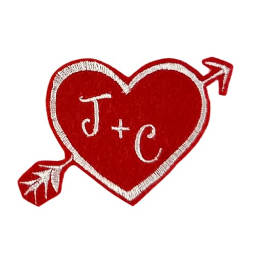 Custom Felt Heart with Arrow Iron-On Patch - with Your Initials - (1 Patch)