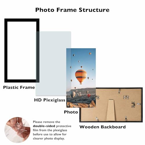 JCJMY 5x11 Picture Frame Black for Wall Hanging or Tabletop, Wall Mounting Horizontally or Vertically, 5 x 11 Wall Gallery Poster Photo Frame with Shatter Resistant Plexiglass, Black - color: Black, size: 5x11 inch