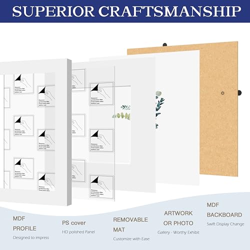 An&He 6x6 Picture Frames Set of 6, Displays 4x4 with Mat or 6x6 Without Mat Photos, Square Collage Wall Decor for Gallery, Tabletop & Wall Decor, White - color: White-6, size: 6x6