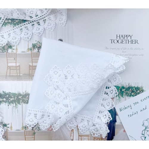 6 Pack of Ladies Embroidery Cotton Handkerchiefs Lace Wedding Hankies - color: B02-8864