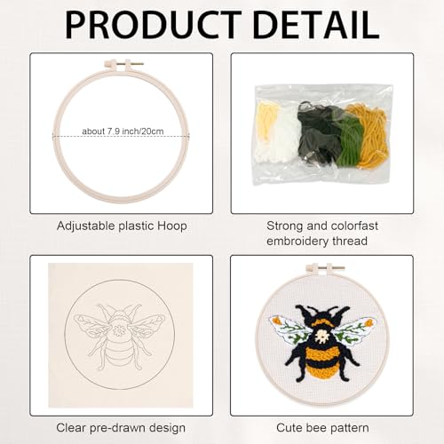 Nuberlic Bee Punch Needle Kit for Beginners