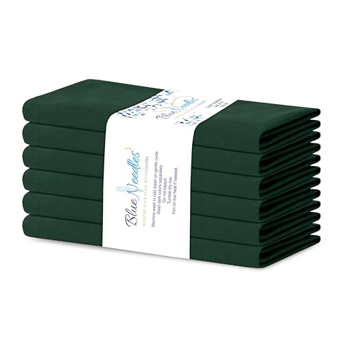 Blue Needles Solid Cloth Napkins 100% Cotton Set of 6-18 x 18 Inches - color: Forest Green, size: 18" x 18" (Set of 6)