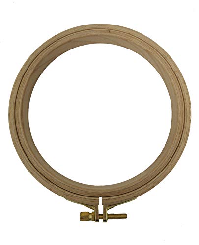Nurge Premium Quality Beech Wood Embroidery Hoop, Cross Stitch Hoop with Gold Plated Adjustable Brass Screw for DIY Projects Ideal for Crafters,Beginners & Professionals - 5.12" Diameter & 0.62" Thick - size: 5.12" / 130mm Dia