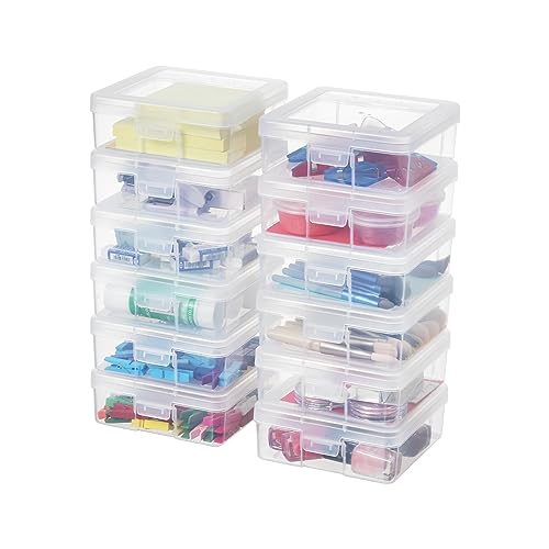 novelinks Plastic Small Storage Containers with Lids for Organizing - color: 12 Pack Small -Clear