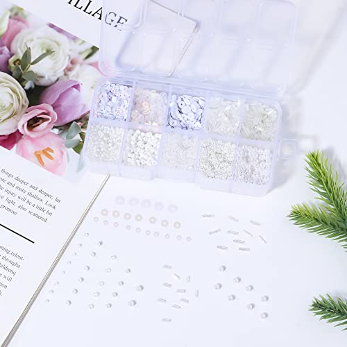White Glass Seed Bugle Tube Beads for Jewelry Making - color: white