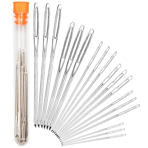 Hekisn Large-Eye Blunt Needles, Stainless Steel Yarn Knitting Needles, Sewing Needles, Crafting Knitting Weaving Stringing Needles, Perfect for Finishing Off Crochet Projects (18 Pieces) - size: 18 Pieces