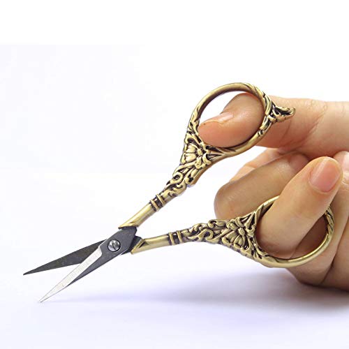 BIHRTC Vintage European Style Scissors Stainless Steel for Cross Stitch - color: Bronze, size: 4.5 IN