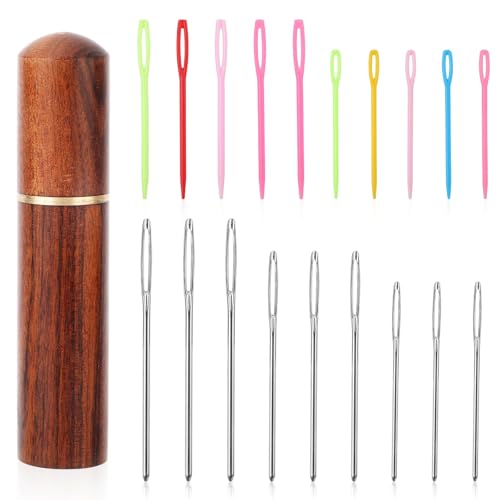 19pcs Large Big Eye Sewing Needles, Plastic Aluminium Yarn Weaving Needle Colorful Darning Blunt Needles for Yarn 4 Sizes Embroidery Needles Tapestry Needle for Knitting Crochet Yarn Accessories