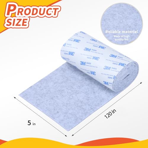 Felt Furniture Pads, 5 x 120 x 0.12 Inch Felt Strips - color: Grey, size: 5" x 120" (1 Pack)