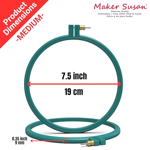 Maker Susan Plastic Embroidery Hoop, Hello Series, Turquoise, 7.5" - style: Turquoise