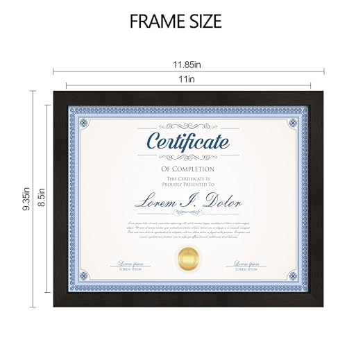 Hongkee 8.5x11 Diploma Frame with Tempered Glass, Multi Certificate 8.5 by 11 Photo Frame Bulk for Wall or Tabletop Display(Black, 3 Pack) - color: Black, size: 8.5x11 in