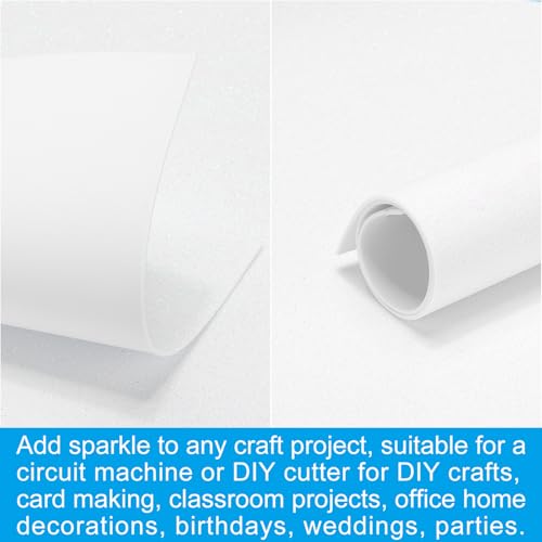 PATIKIL White Shiny EVA Glitter Foam Sheet 11.8 x 7.9 Inch 2mm Thick Sparkle EVA Glitter Felt for Crafts DIY Project, 5 Pcs - color: White