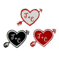 Custom Felt Heart with Arrow Iron-On Patch - with Your Initials - (1 Patch)