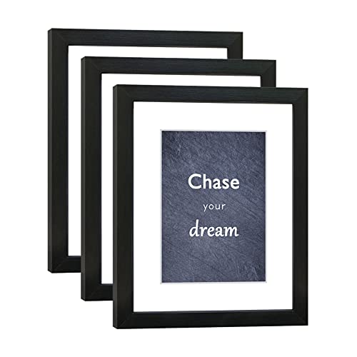 8x10 Picture Frame Set of 3 with Real Glass for Pictures 5x7 with Mat or 8x10 Without Mat, Wall Mounting or Tabletop display Photo Frames in Black - color: Black, size: 8x10(set of 3)