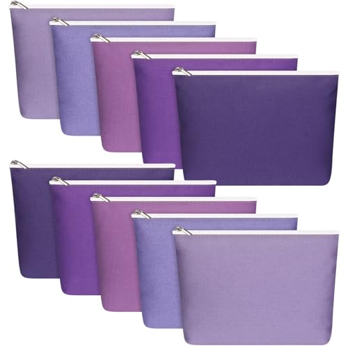 Reginary 10 Pcs Canvas Makeup Bags Bulk Blank Cosmetic Bags,Purple - color: Purple