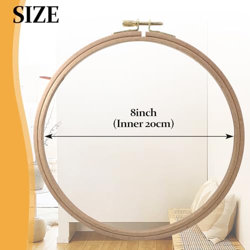 Opfiue 2 Pack 8 Inch Beech Wood Embroidery Hoop, Round - style: 8 Inch