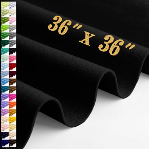 Large Felt Fabric Sheet 36 x 36 Inch, 1.6mm Thick (Black) - color: Black
