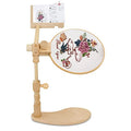 Hinourisha Adjustable Embroidery Hoop Stand, Rotated Cross Stitch Stand Lap, Beech Wood Embroidery Hoop Holder with Pattern Splint, Hands Free Embroidery Frame Stand for Art Craft Sewing#013