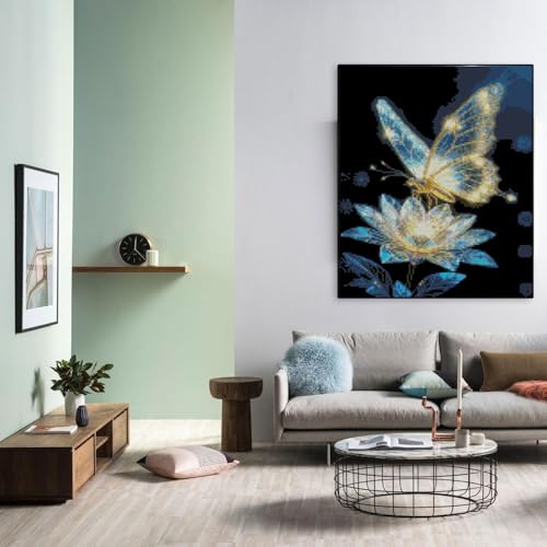 Butterfly Flower Stamped Cross Stitch Kits Flower Cross Stitch Patterns,Dimensions Cross Stitch Kits Embroidery Kit Arts and Crafts for Beginners 15.7x11.8 inch - color: D039