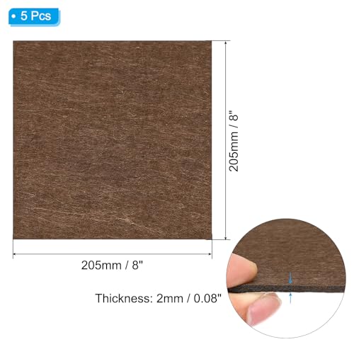 PATIKIL 8x8 Inch Lamp Base Felt, 5Pack 2mm Thickness Square Felt Furniture Pad Soft Adhesive Non-Slip Anti-Scratch Backed Felt for Lamp Furniture DIY Craft, Coffee - color: Coffee, size: 8x8 Inch