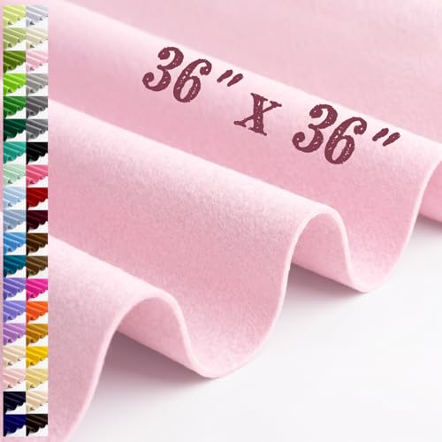 Large Felt Fabric Sheet 36 x 36 Inch, 1.6mm Thick (Light Pink) - color: Light Pink