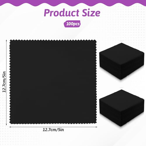 100 Pack 5-inch Cotton Fabric Squares, 5″ Precut Cotton Fabric Squares, Solids Black Charm Pack, Black - color: Black, size: 5″