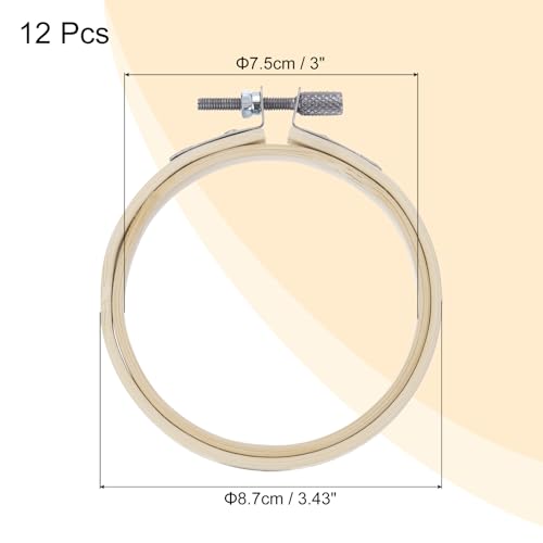 MECCANIXITY 6 Pieces 3 Inch Embroidery Hoops Adjustable Round Bamboo Circle Cross Stitch Hoop Ring for Art Craft Handy Sewing Needlework DIY Decoration - size: 3 Inch