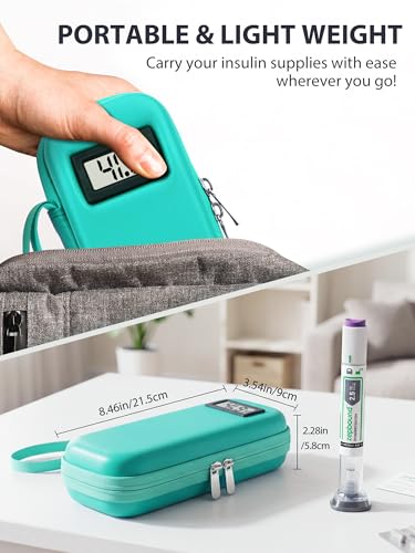 Cooler Travel Case Compatible with Zepbound or Mounjaro Pens, Real-Time Temperature Display Portable Medicine Travel Bag, TSA Approved Reusable Ice Pack, Insulin Organizer for Daily Use (Green) - color: H2 Green
