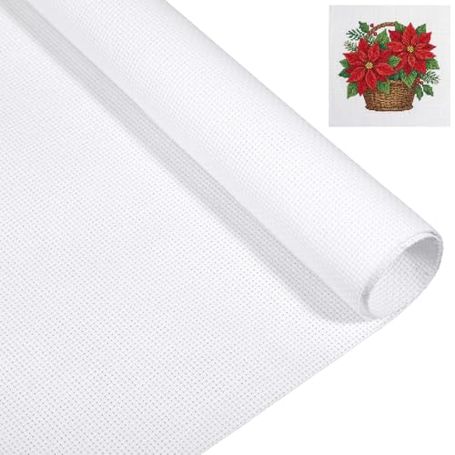 16 Count Aida Cloth Cross Stitch, White Cross Stitch Fabric, Classic Reserve Cross-Stitch Aida Cloth White Cross-Stitch Canvas for Embroidery, 39 inch by 62 inch