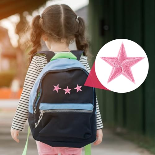 PAGOW 30 Pcs Star Iron on Patch, 1 Inch Sew on Star Embroidered Patches - color: 30 Pink