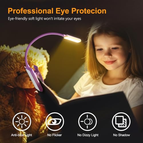 Gritin 9 LED Rechargeable Book Light for Reading in Bed - color: Dark Purple