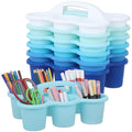 6 Pack Classroom Caddy Organizer with Handle, 6 Compartments, Gradient Blue - color: Gradient Blue