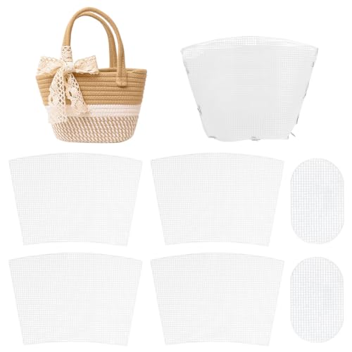 WADORN 2 Sets Clear Mesh Plastic Canvas Sheets for Embroidery, Blank Needlepoint Canvas Sheets for Crochet Bucket Bag Making Acrylic Yarn Knit Crochet Projects DIY Handmade Bag Weaving Kit, White - color: White