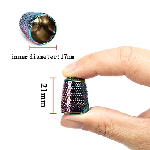 ZESION 4Pcs Sewing Thimbles, Metal Thimbles for Hand Sewing Finger Protector, Quilting Craft Accessories for Knitting Needlework DIY Tools, Gold - color: Gold