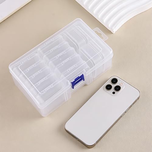 SUTOKAKA 14Pcs Small Bead Organizers with Plastic Storage Box, Mini Clear Jewelry Bead Container, Small Components Holder Case for DIY Nail Art, Bracelet & Earring Crafting - size: 14S+1L