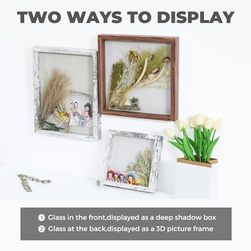 Muzilife 8x8 Small Shadow Box Wood Picture Frame, Tempered Glass, Green - color: Green, size: 8x8