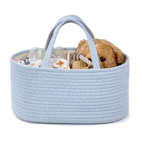 Diaper Caddy Organizer, Gift Basket for Baby Shower, Newborn Essentials - color: Light Blue, size: Small