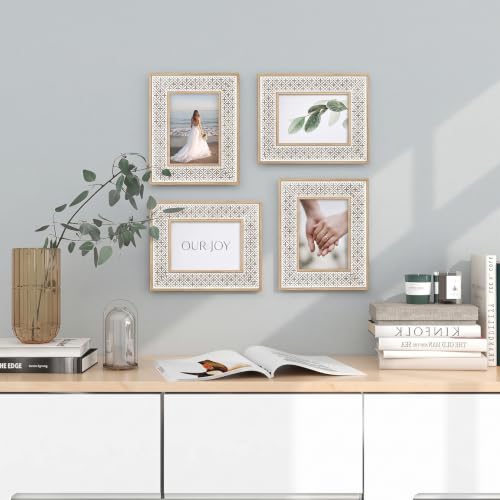 Boho 5x7 Picture Frame Moroccan Photo Frame Set of 2 - color: Boho Cross White, size: 5x7