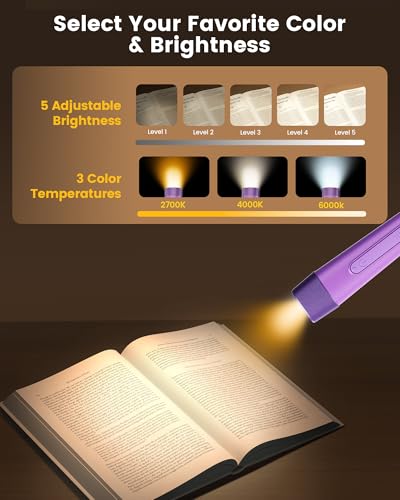 Glocusent Neck Light with Timer, 100 Hours Book Light for Bedtime Reading - color: Purple