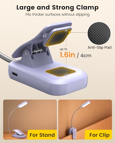 Glocusent 20 LED Reading Lights for Books in Bed, Eye Caring Reading Light - color: Purple, size: Upgraded