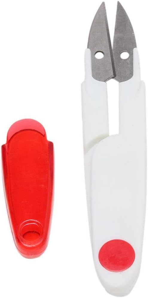 AKOAK 1 Pack U-shaped Yarn Scissors, Tailor's Scissors, Portable Yarn Scissors with Safety Cover, Thread Scissors for Needlework, Cross-Stitch Craft, DIY Projects, Sewing Supplies (Red) - color: Red