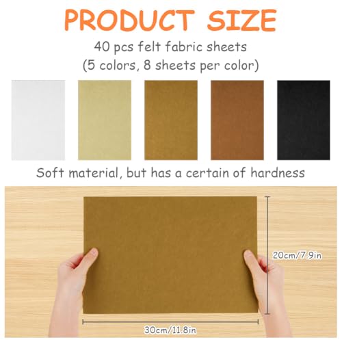 Ainiv 40pcs 8×12 inches Coloured Felt Fabric Sheets, Brown Series - color: Brown, size: 8×12 inches