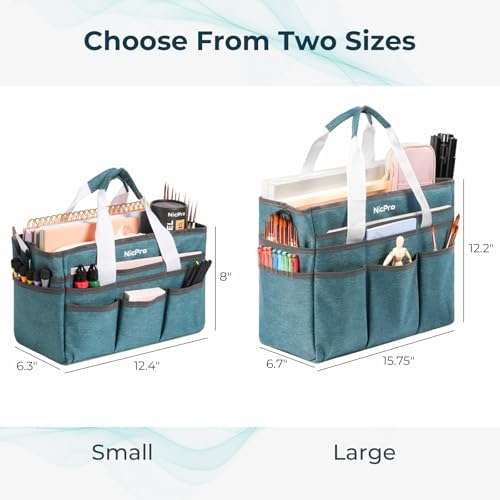 Nicpro Craft Art Bag, Large Art Tote Bag with Multiple Pockets for Supply - size: Large