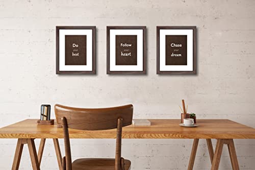 8x10 Picture Frame Set of 3 with Real Glass for Pictures 5x7 with Mat or 8x10 Without Mat, Wall Mounting or Tabletop display Photo Frames in Walnut - color: Walnut, size: 8x10(set of 3)