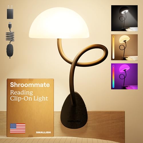 Smallish Shroommate Clip On Light for Dorm Room - 2.0 (Black) - color: Black Black