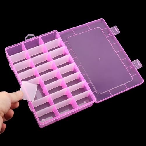 KINJOEK 8 Pack 24 Grids Plastic Bead Organizer, Adjustable Dividers Diamond Painting Jewelry Craft Bead Storage Case, Colors Small Fishing Tackle Box Organizer for Sewing Cross Stitch Accessories - color: Colored, size: 24Grid 8PCS