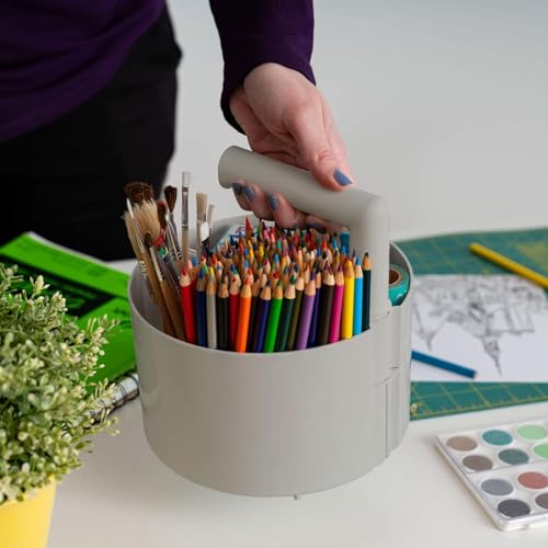 IRIS USA Desk Pencil Organizer |Made in USA| 6 Storage Compartments - Gray - color: Grey